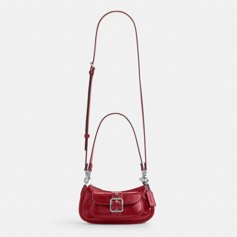 Coach Ashton Mini Shoulder Bag in Red Glazed Leather Crossbody NWT