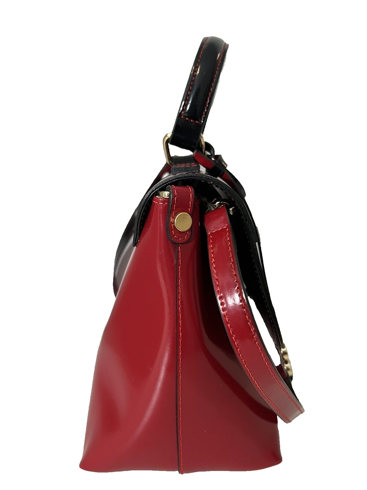New A BELLUCCI Red/Black Italian Patent Leather w/crossbody strap #231