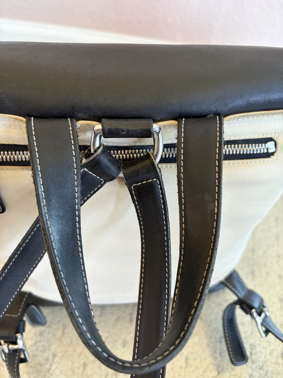 Vintage Coach Backpack 7703 “Princess Anne” Cream Canvas Princess Diaries Y2K