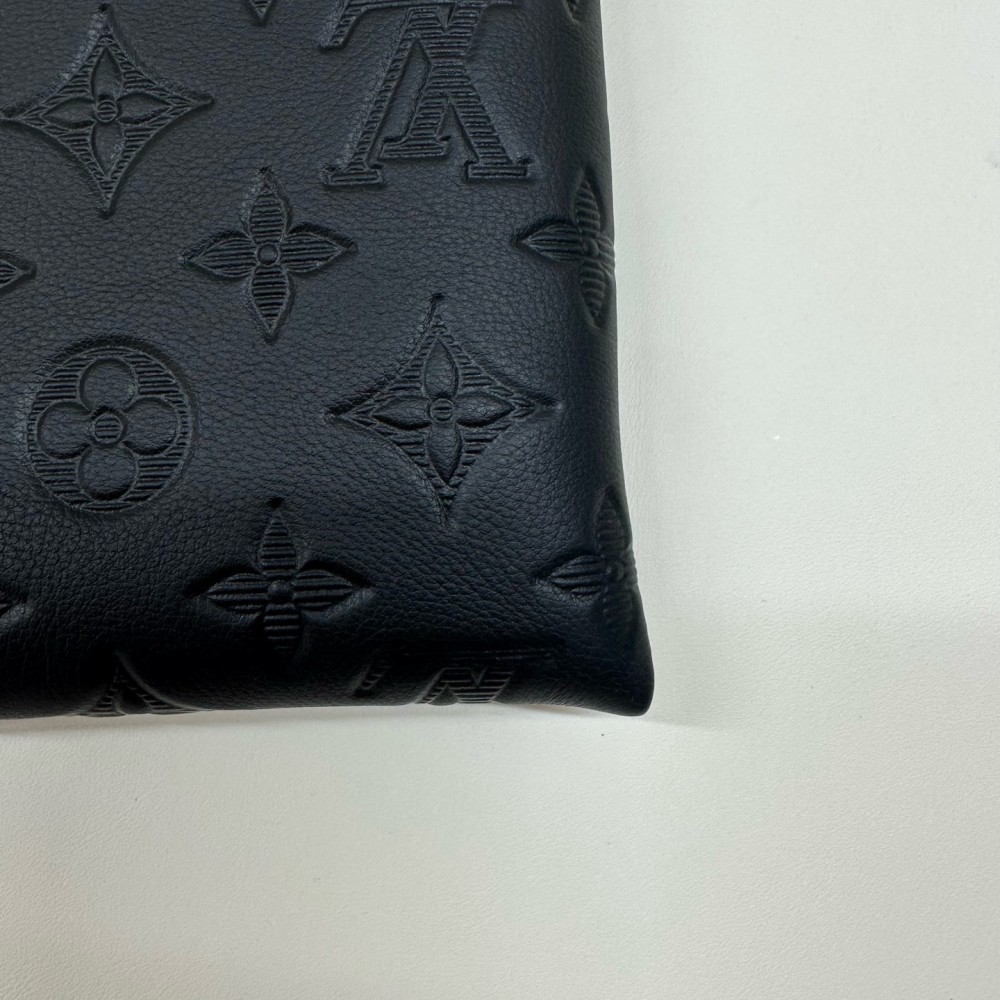 Louis Vuitton Pochette Jour Monogram Embossed Coated Canvas Clutch Bag Black