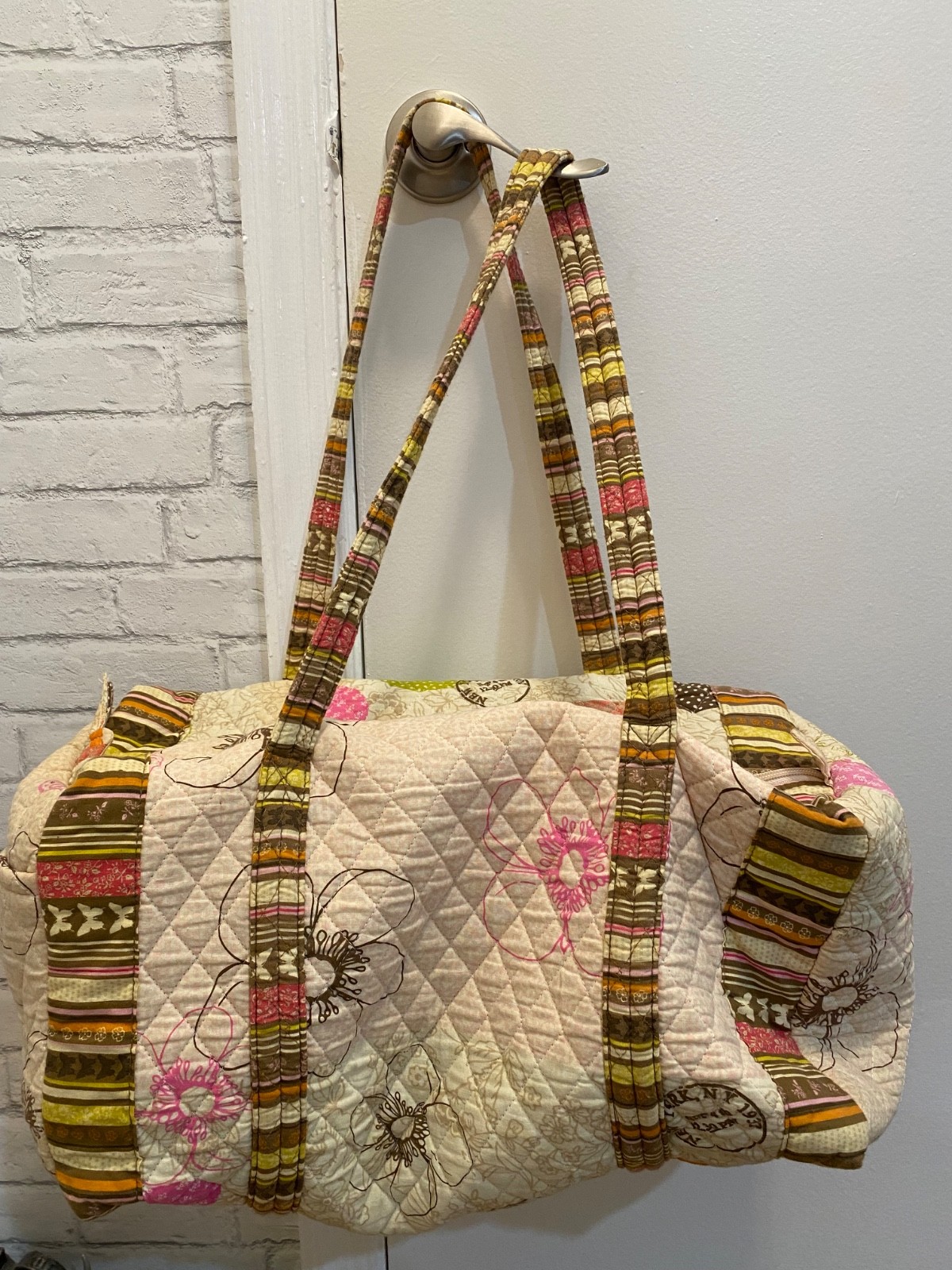 Weekender Travel Bag, Quilted Cotton Handmade Quilted Fabric Duffle Bag,
