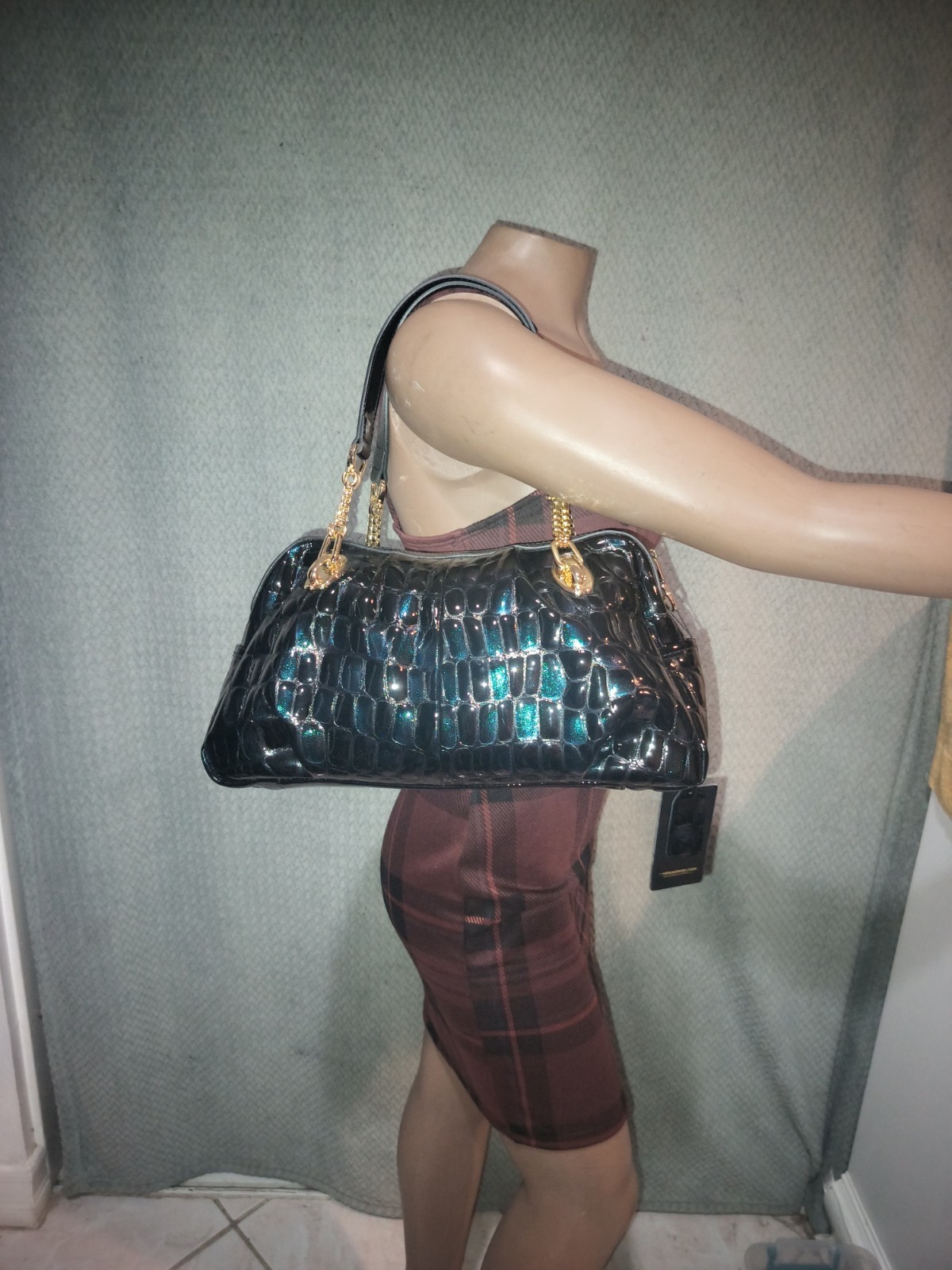 Zooler Midnight Blue Embossed Leather Convertible Bag. NWT.