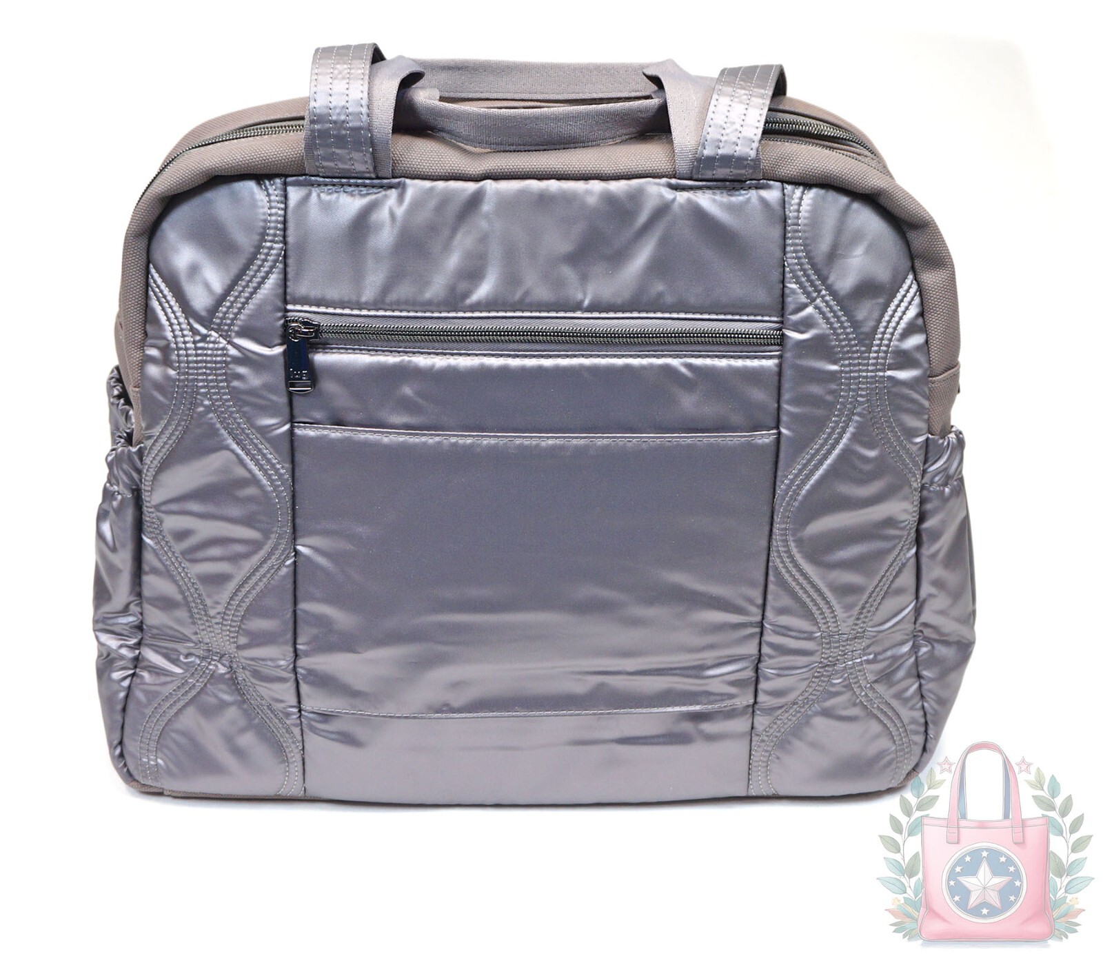 ❤️ Lug Aviator Metallic Pearl Matte Luxe Multi Compartment Tote Weekender Gray