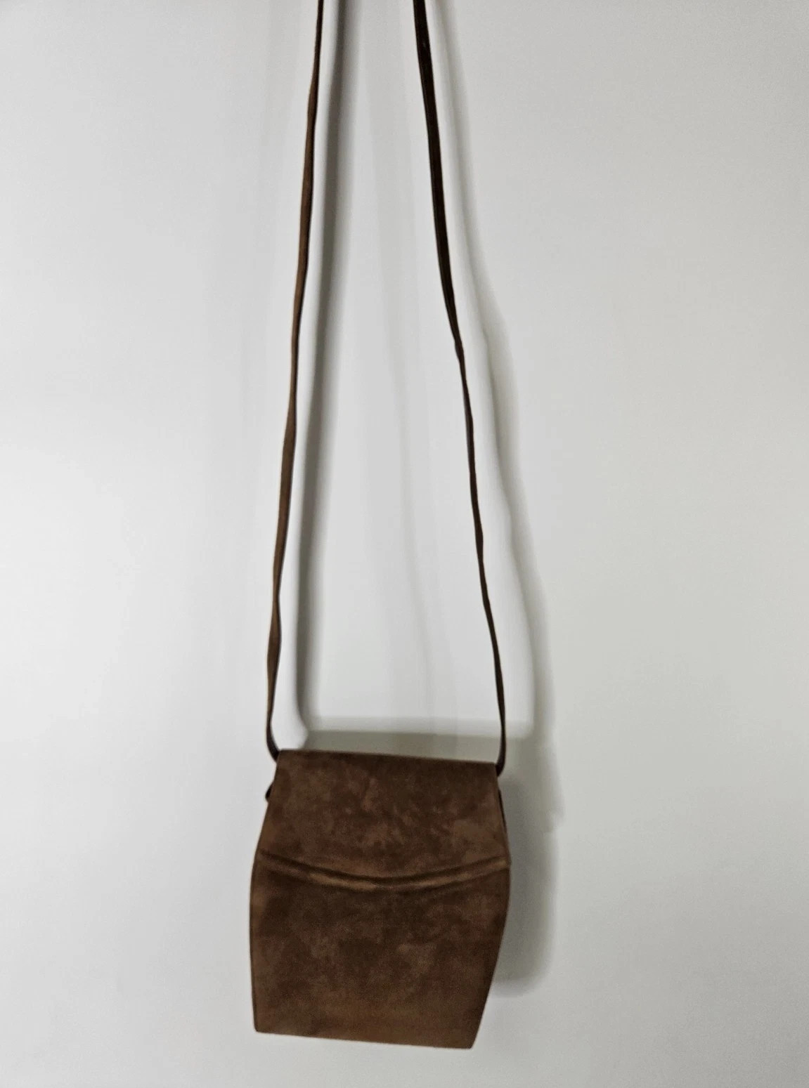Bally Shoulder Bag Caramel Faux Suede Snap Designer Everyday Purse Minimalist