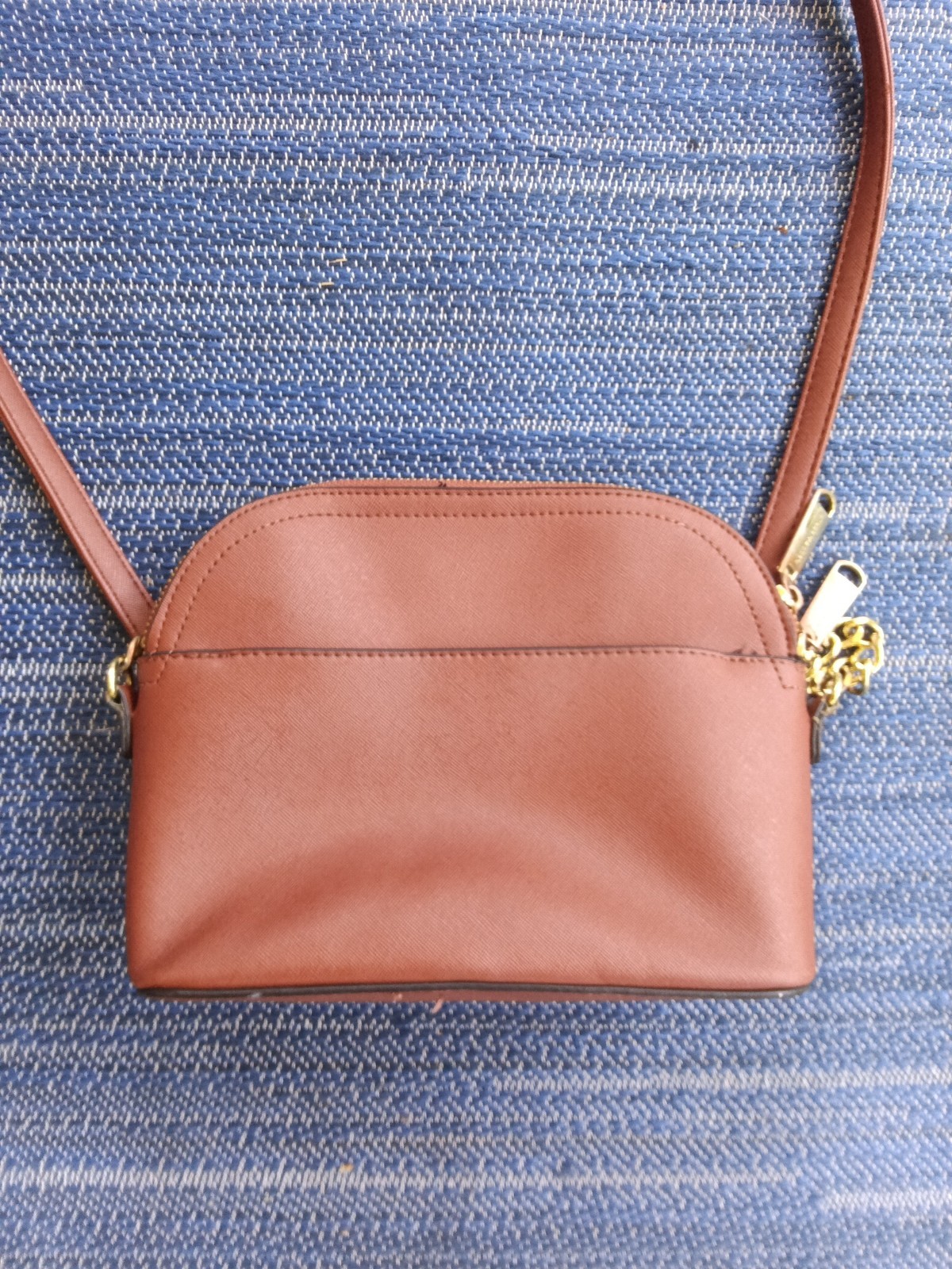 STEVE MADDEN Small Crossbody handbag Vegan Brown Leather & Gold Chain EXCELLENT!