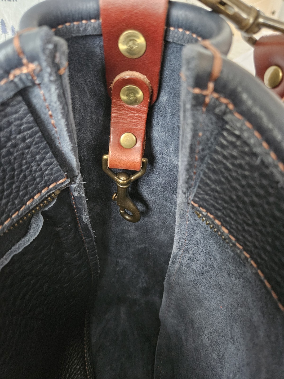 GFG Go Forth Goods – Smokey Blue Celeste Large Pebbled Leather Hobo Saddle Bag