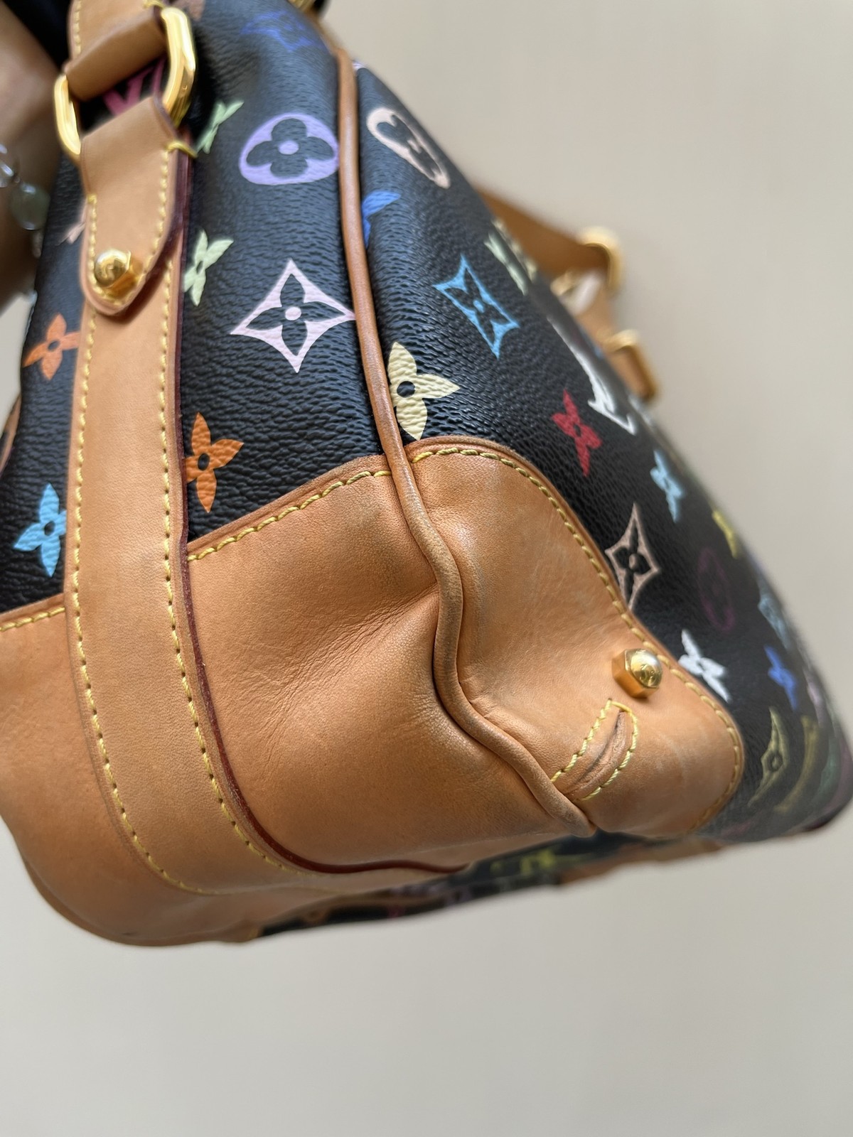 LOUIS VUITTON Greta Multicolor Black Hobo LV Shoulder Bag Murakami Monogram