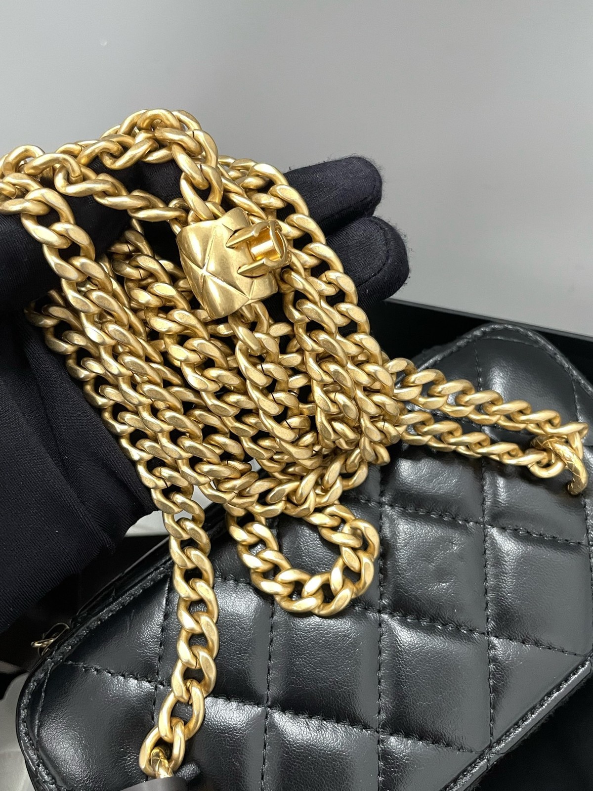 Chanel 23B Vanity Case Black Lambskin Gold Adjushtable Ball Chain [Duties Paid]