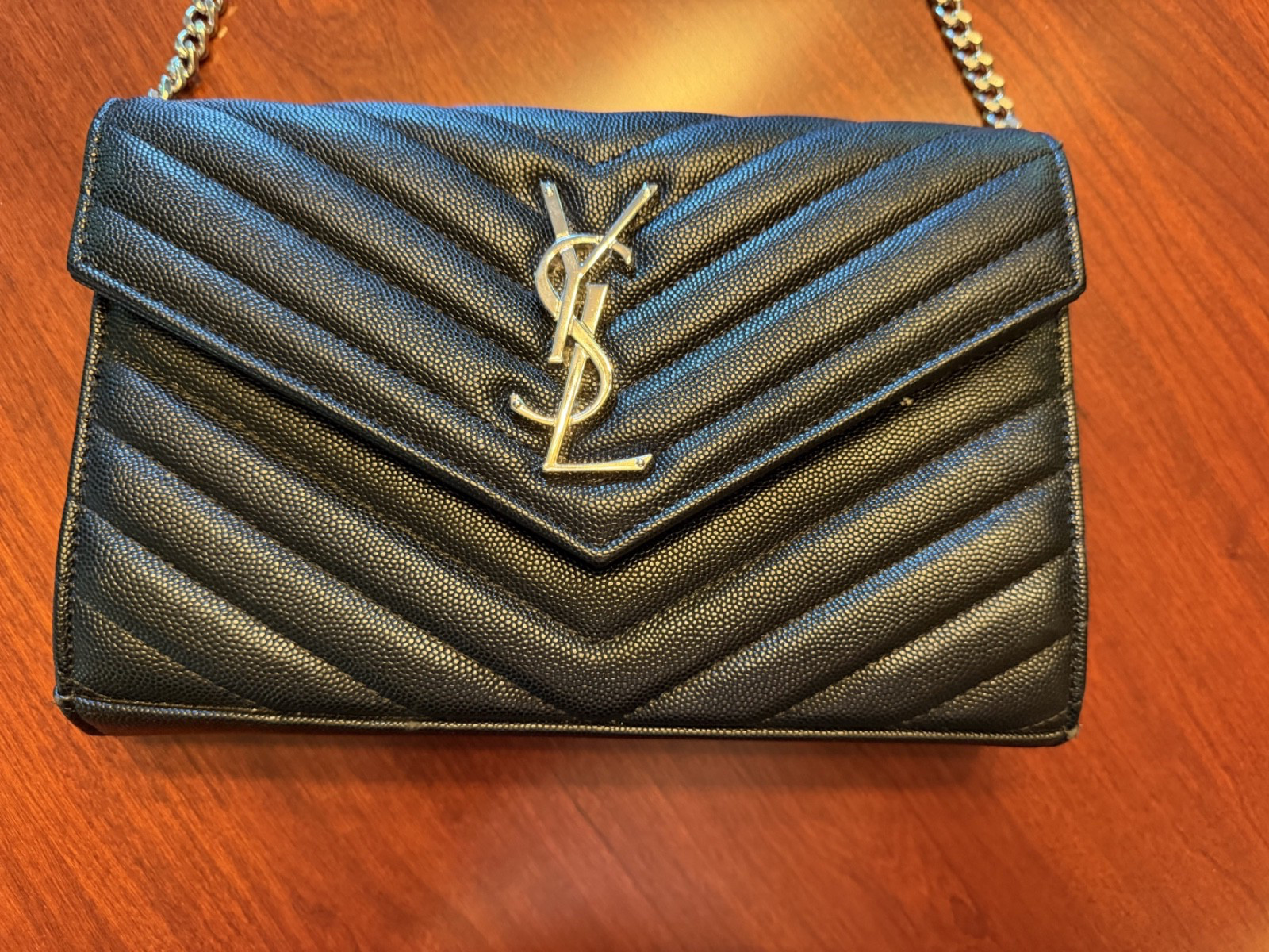 Yves Saint Laurent Silver on Black Crossbody Bag-Great Condition