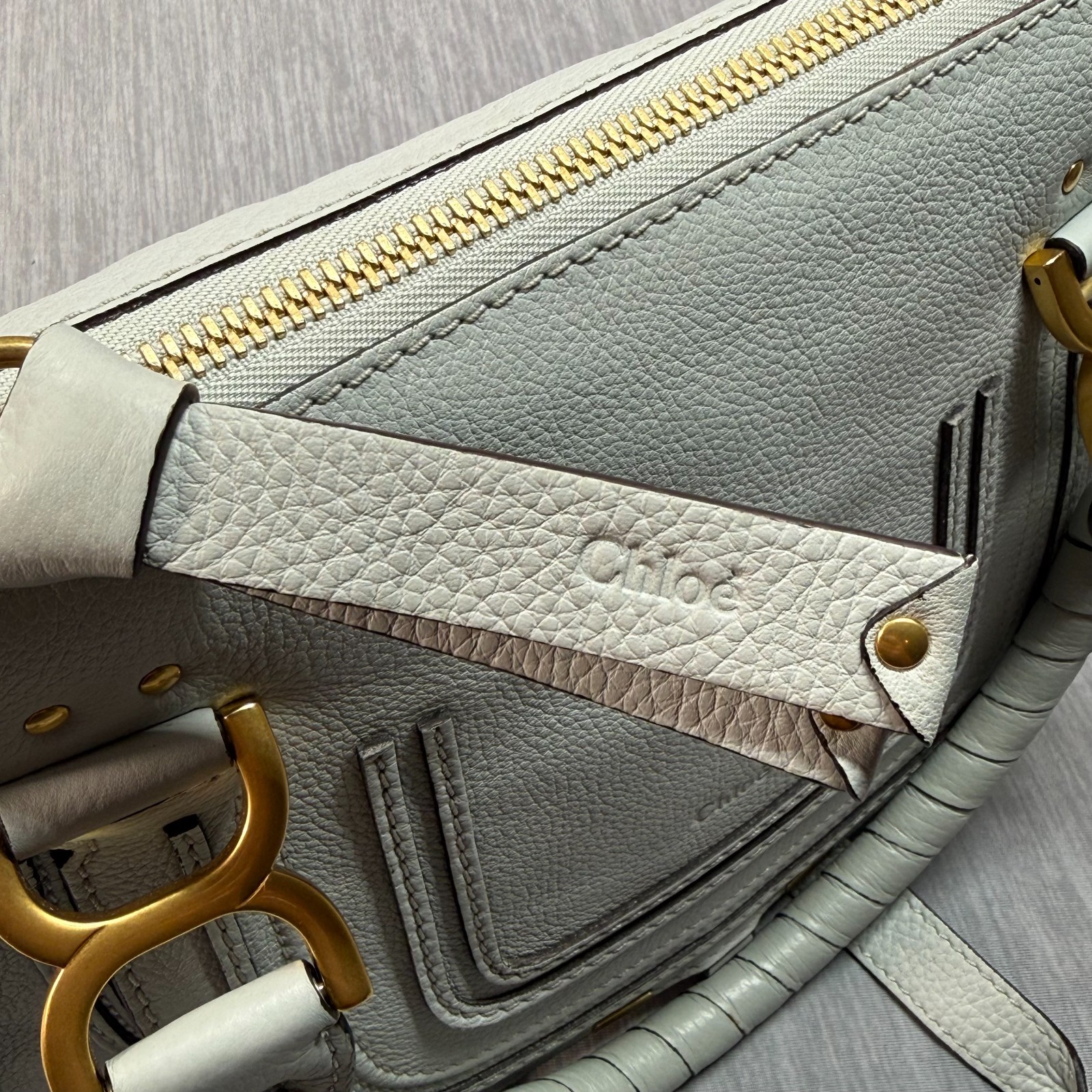 Chloe Small Marcie LEATHER Cross Body Bag Grey Made in Italy NWT $1750MSRP