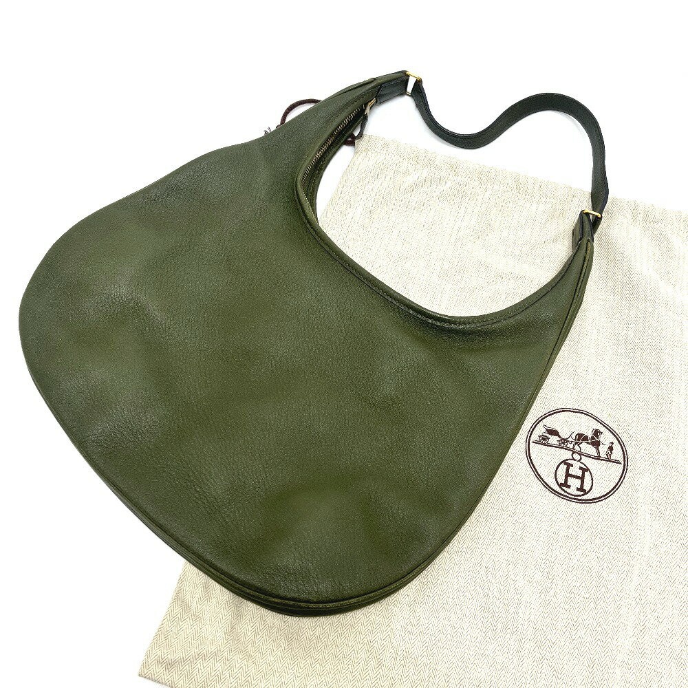 Hermes Gao One-shoulder Bag Leather Khaki Women Fashion Accessory 13.8×8.7in 99