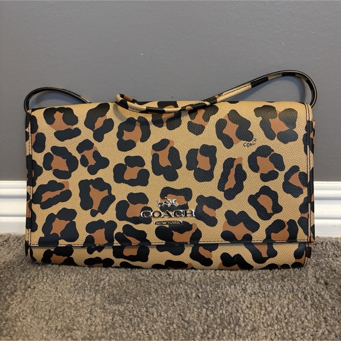 Coach Ocelot Animal Print Small Crossbody Bag w/ Strap
