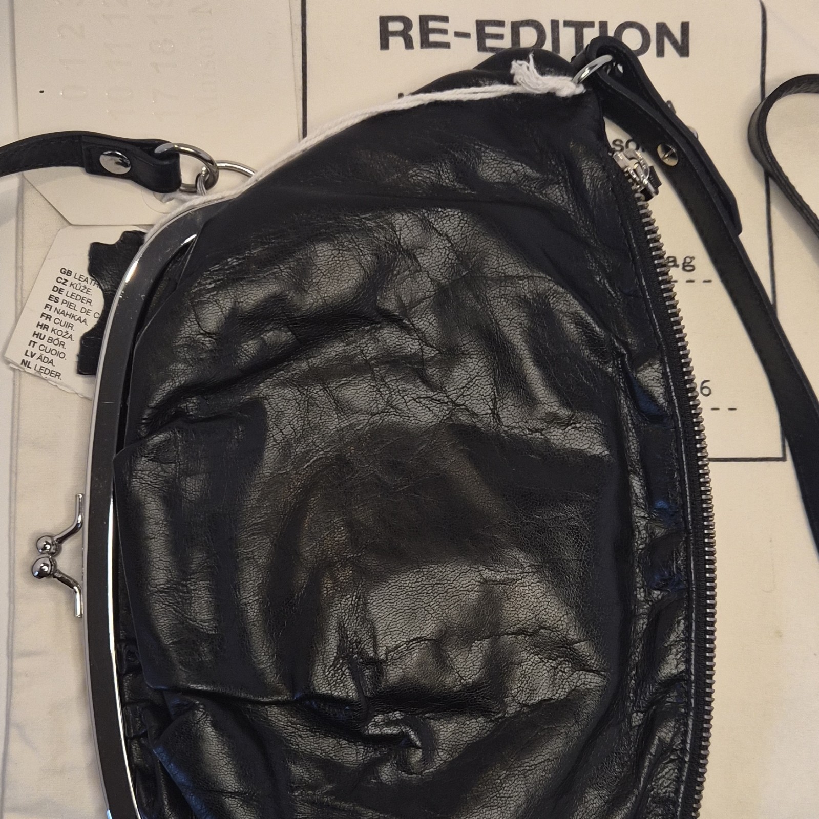 Maison Martin Margiela Re-Edition Upside-Down Black Crossbody Bag Zipper Lined