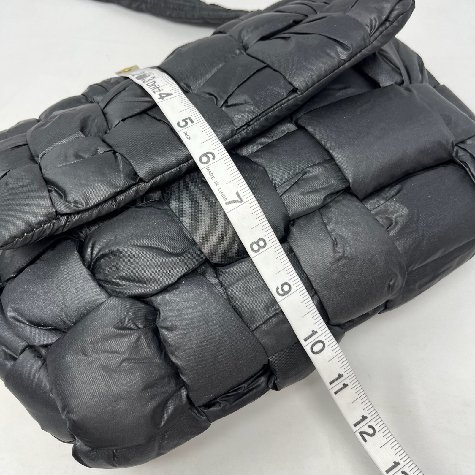 Sam Edelman Black Puffer Shoulder Bag Quilted Basket Weave Slouchy Streetwear