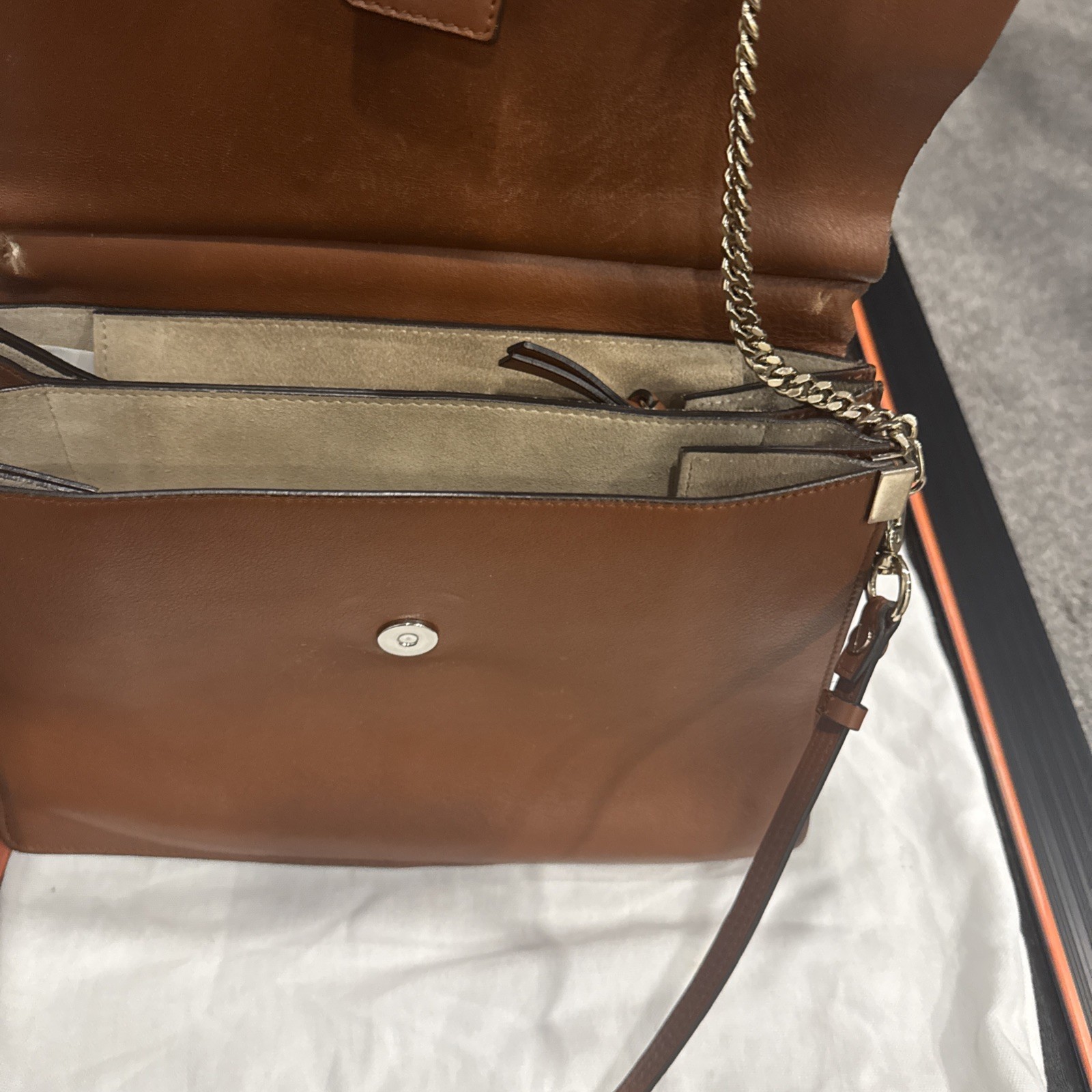 Chloé Faye Smooth Calfskin Bag Chain & Buckle Accents Gold Hardware Original