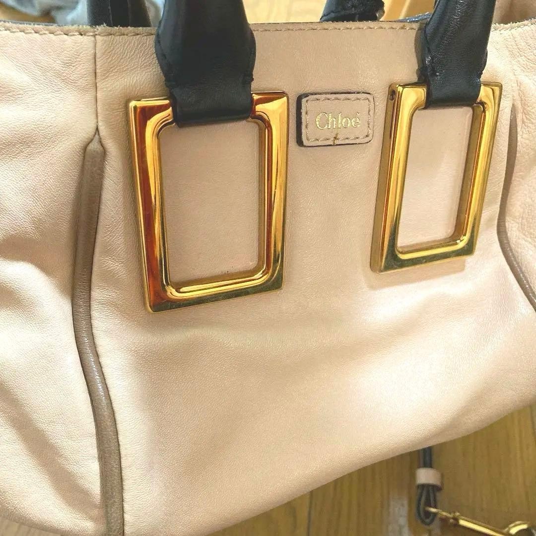 Auth Chloe Ethel 2way Handbag Leather Shoulder Bag Women’s Pink Zipper Logo Used