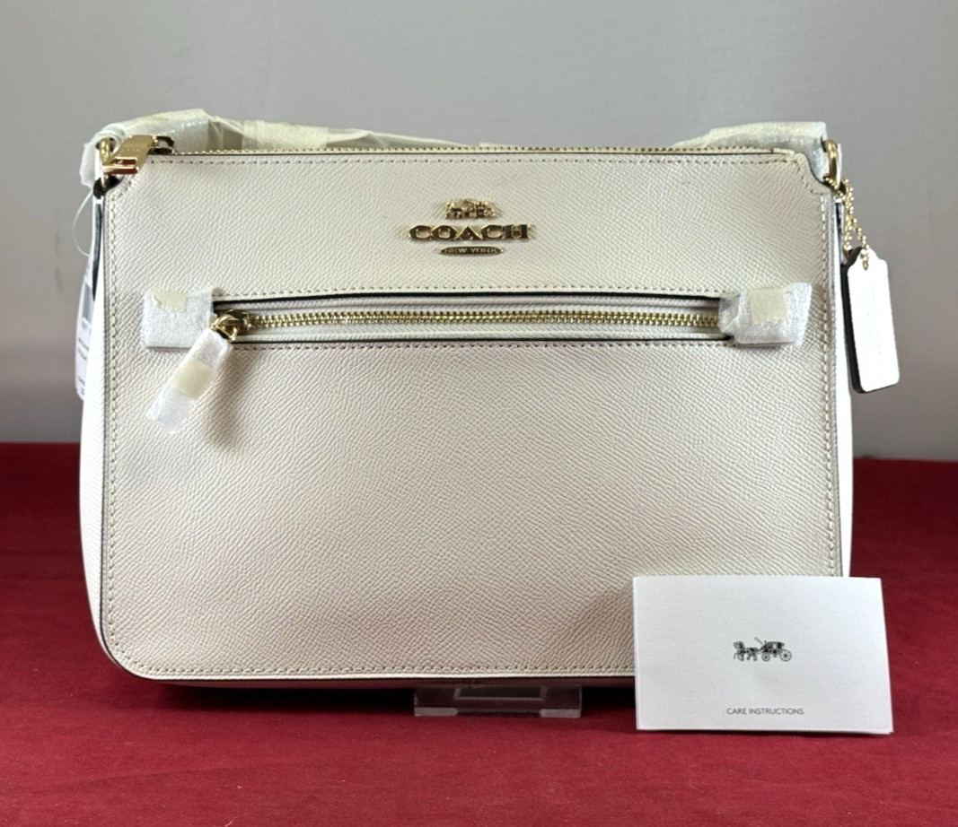 COACH Crossgrain Leather Gallery File Bag Crossbody-Light Cream PLEASE READ