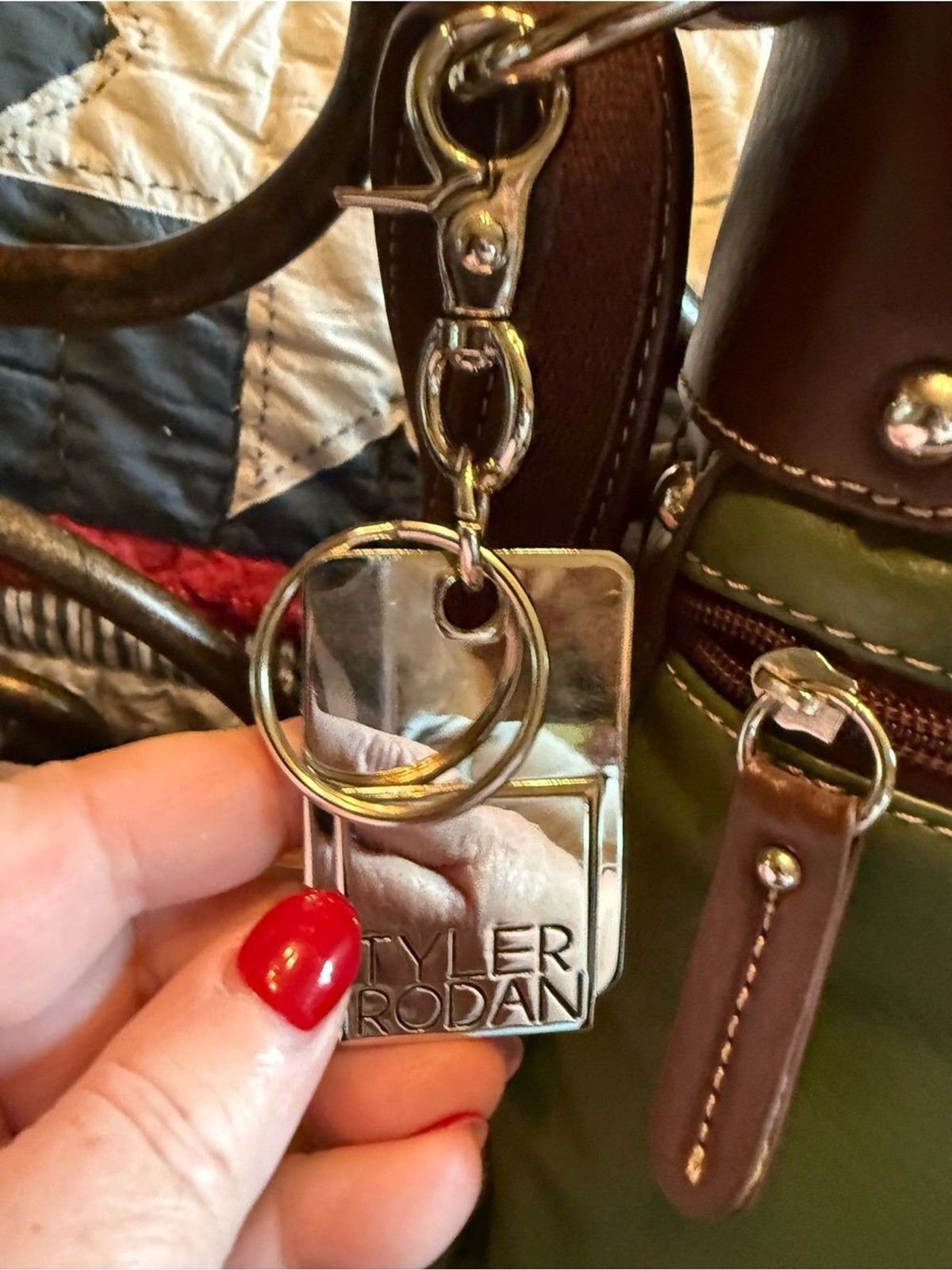 NWOT Tyler Rodan Olive Green Leather Crossbody with Front Zip