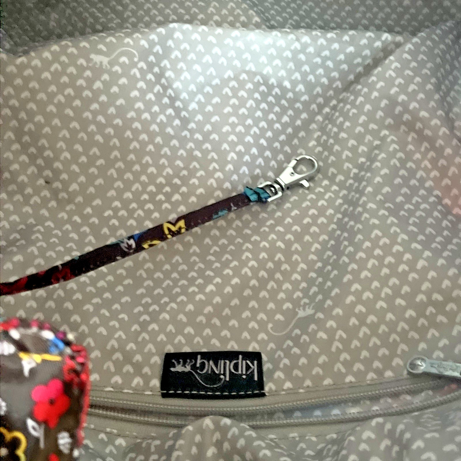 Kipling Backpack Floral Monkey Keyring Pink Blue Red Drawstring Multicolor