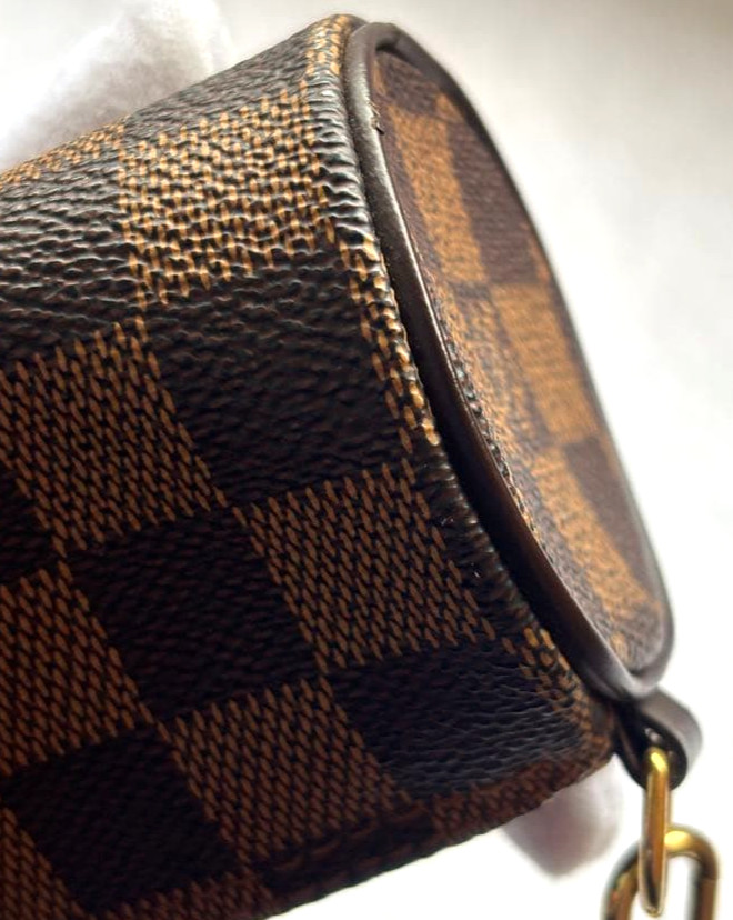 Auth Louis Vuitton Damier Ebene Papillon Mini Pouch Handbag Japan Vintage