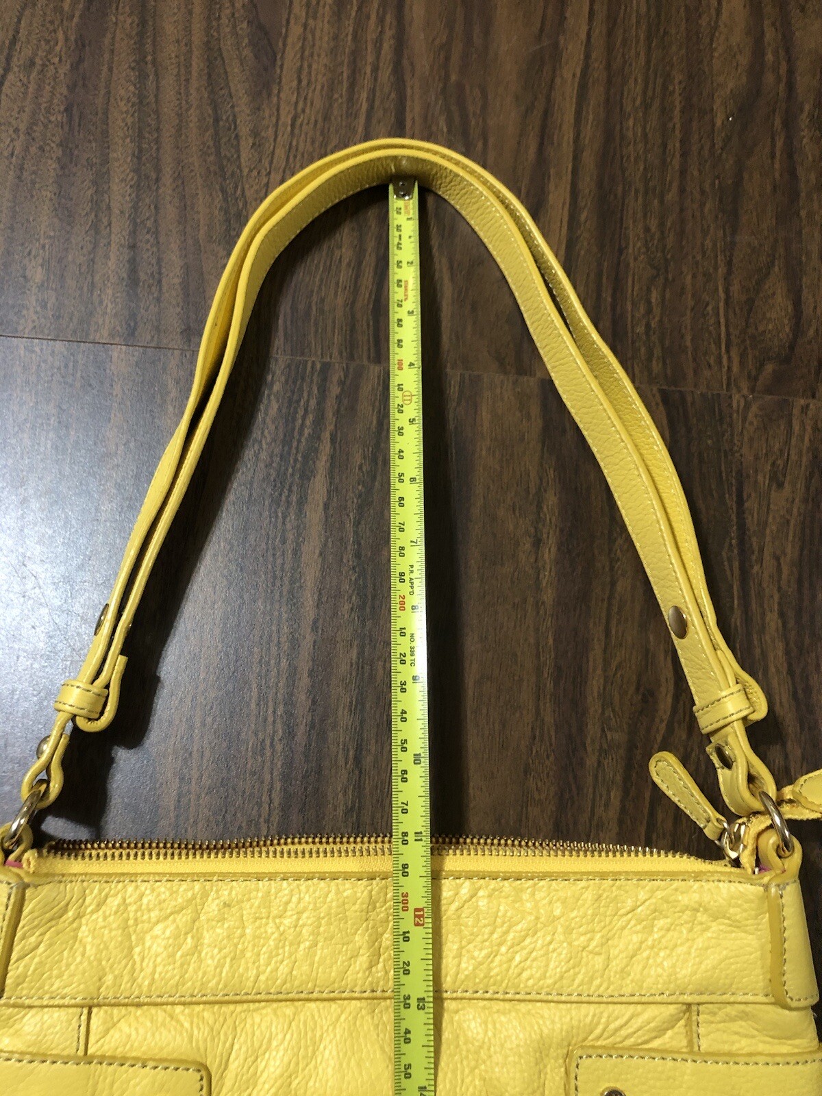 Isaac Mizrahi Live! Leather Shoulder Or Crossbody Bag Handbag Yellow Pink Lining
