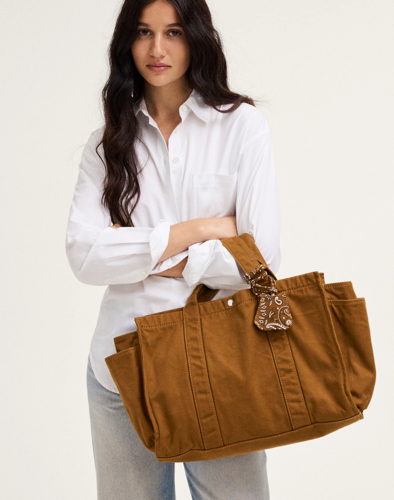 The Weekend Canvas Tote Bag Warm Chestnut Shoulder Travel Laptop Bag NWT