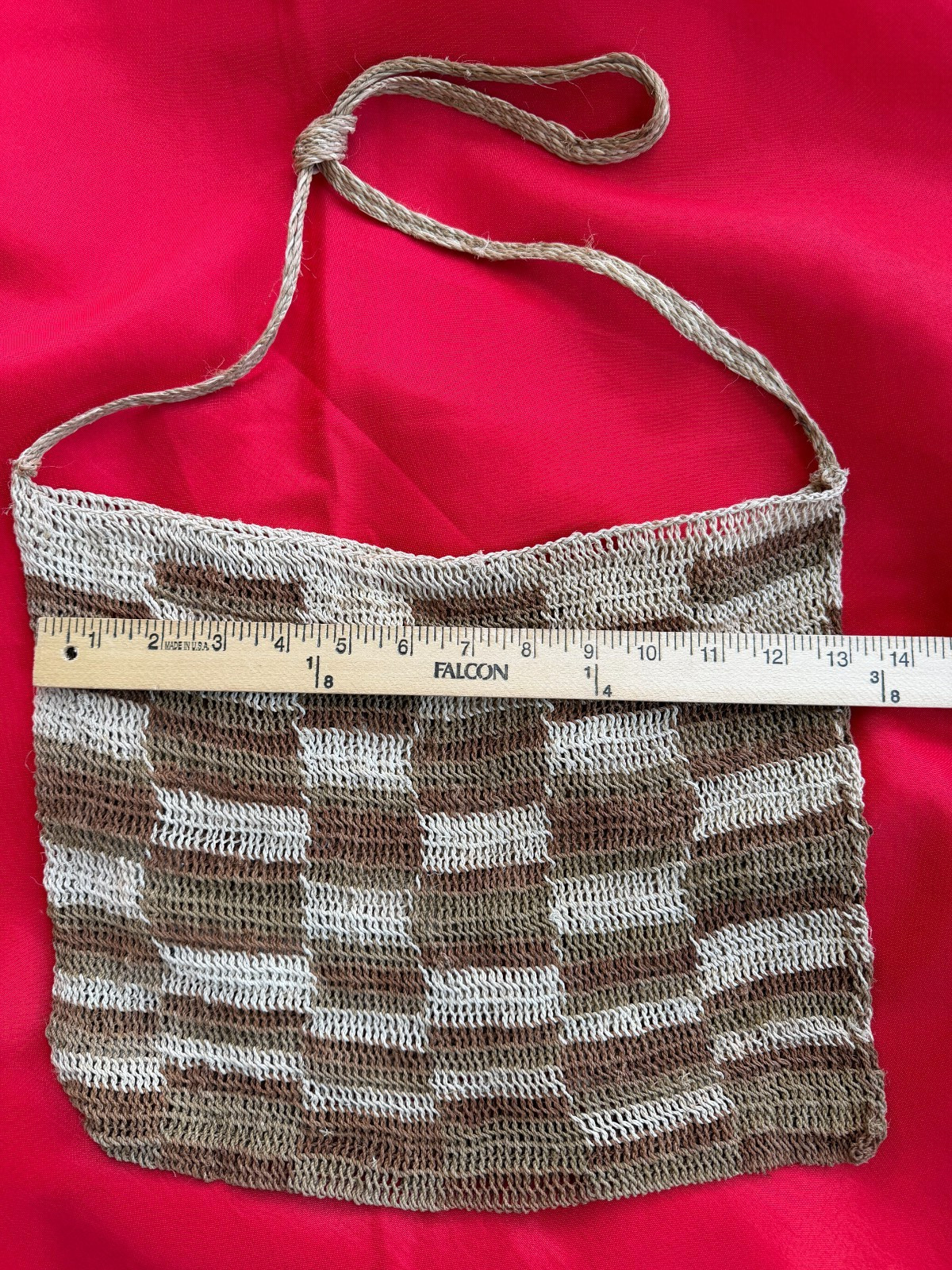 Boho Earthy Artisan Festival Shoulder Bag Browns/Cream Colored Open Weave Purse
