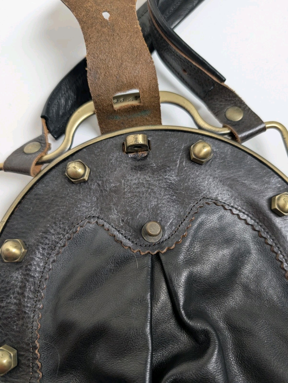 Jas M.B. London Brown Leather Purse Brass Frame Hardware