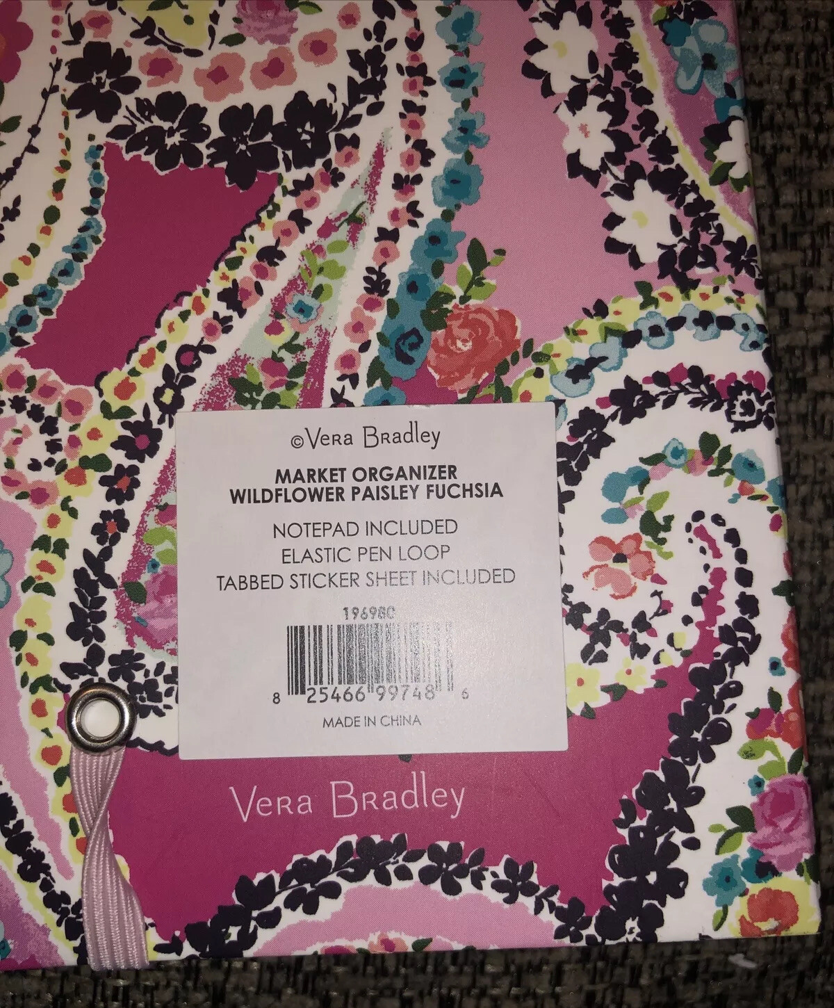 Vera Bradley Wildflower Paisley Fuchsia Market Coupon Organizer Holder Storage