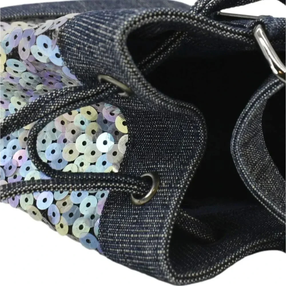 vintage chanel karl lagerfeld sequin denim bucket bag (1997–1999)