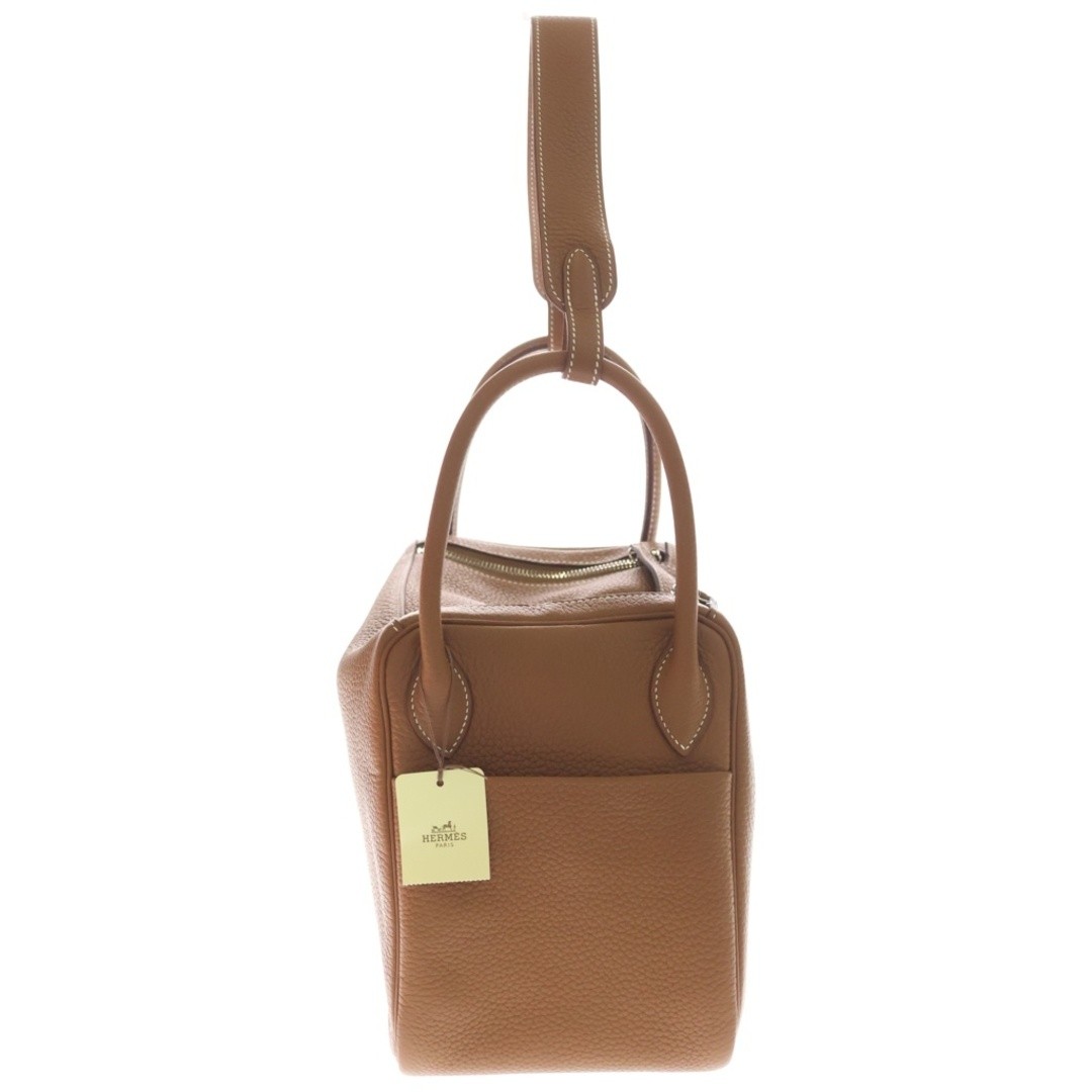 HERMES Lindy 30 Trillon Clemence Gold Shoulder Bag Silver Hardware Brown □R Used