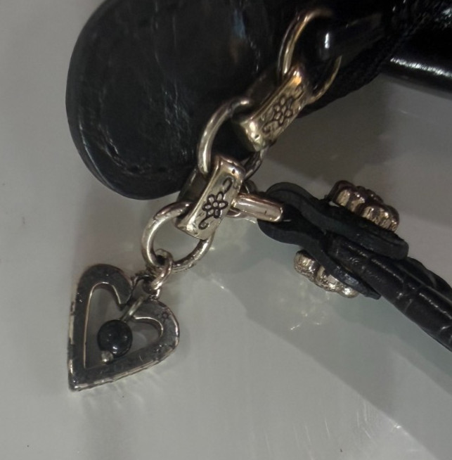 Brighton Calista Black Croc embossed leather 3D Flowers Mini Bag Evening retired