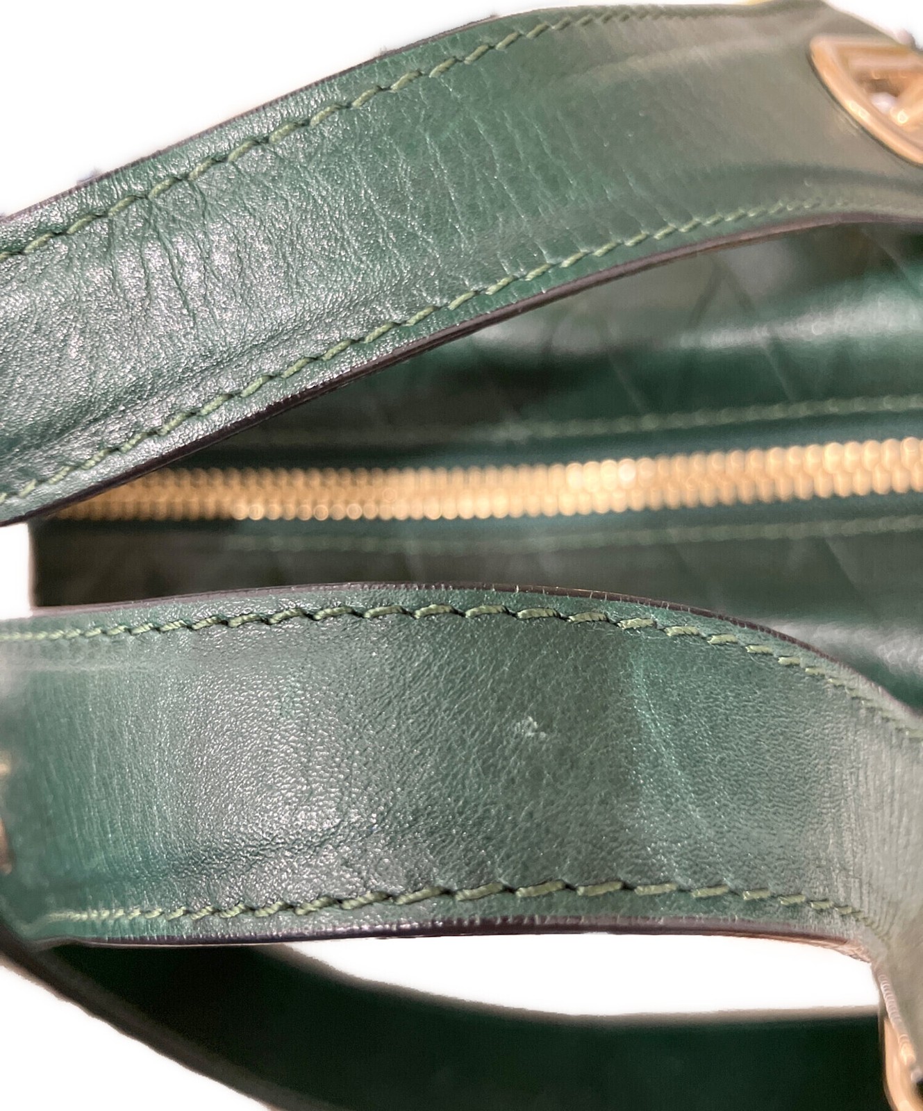 Chloe Paraty Green Leather 2WAY Shoulder Bag Double Handles Italy Auth