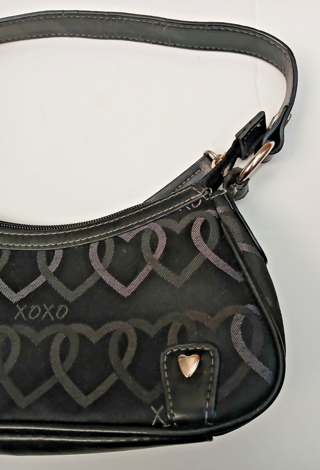 Vintage Small Black Heart Shoulder Bag Purse XOXO Y2K