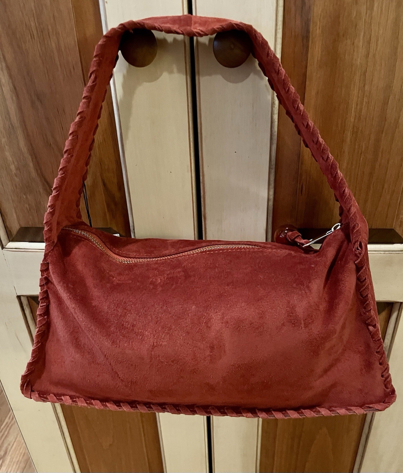 Cheval Firenze 🇮🇹 Shoulder Rust/Brown Genuine Suede Made In Italy Purse