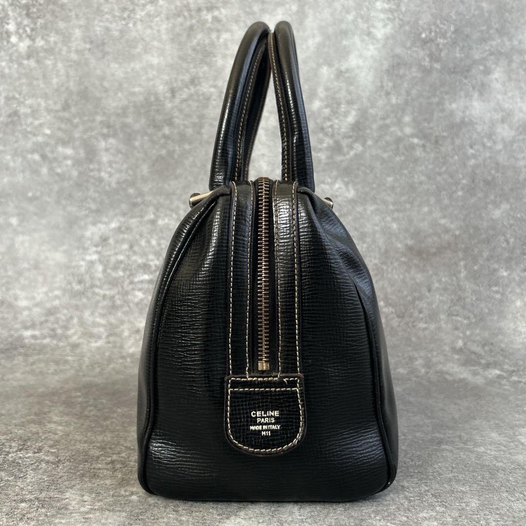 Celine CELINE 2way Mini Boston Bag Handbag Shoulder Bag Triomphe Leather Black