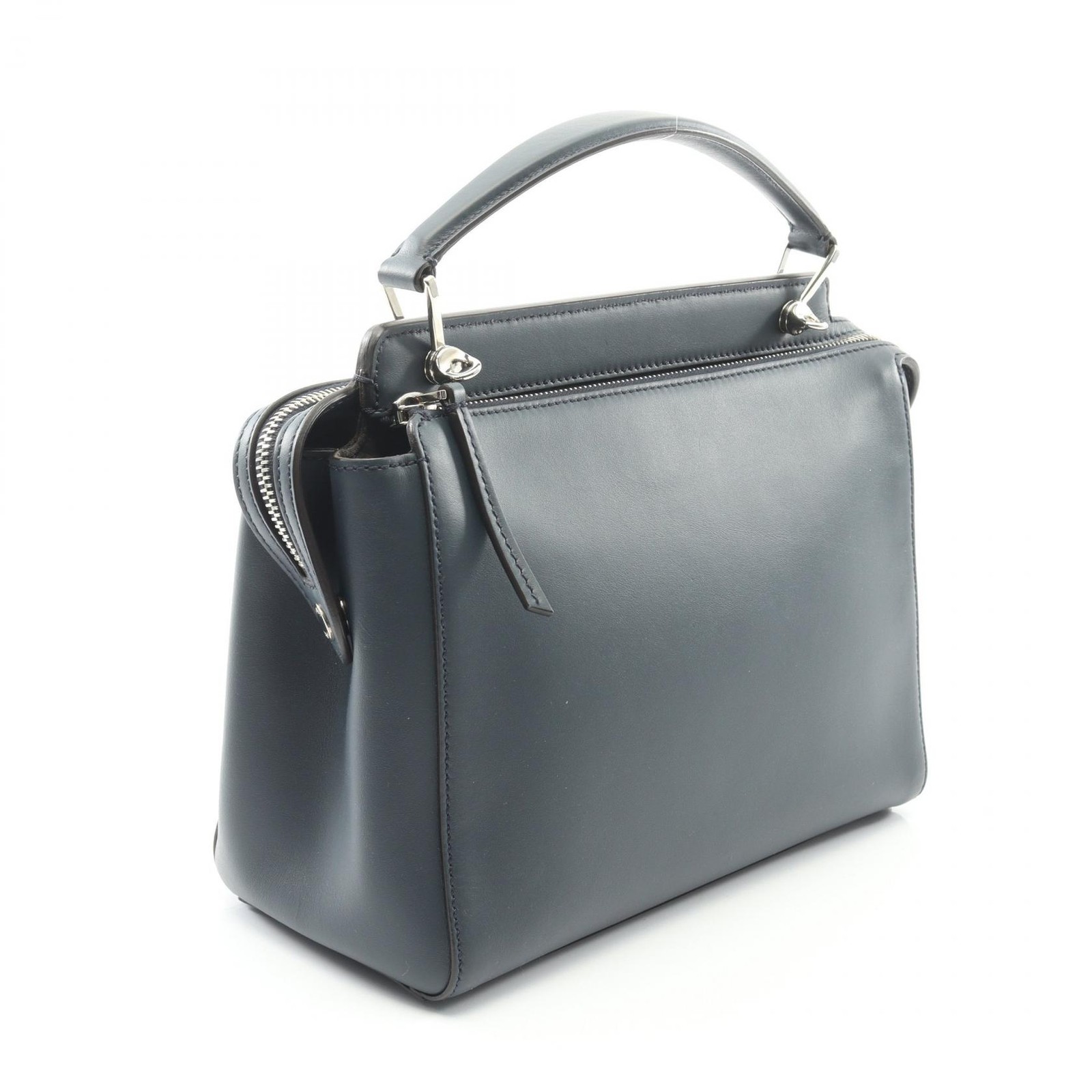 FENDI DOT COM Handbag 8BN293 leather Navy Used Women
