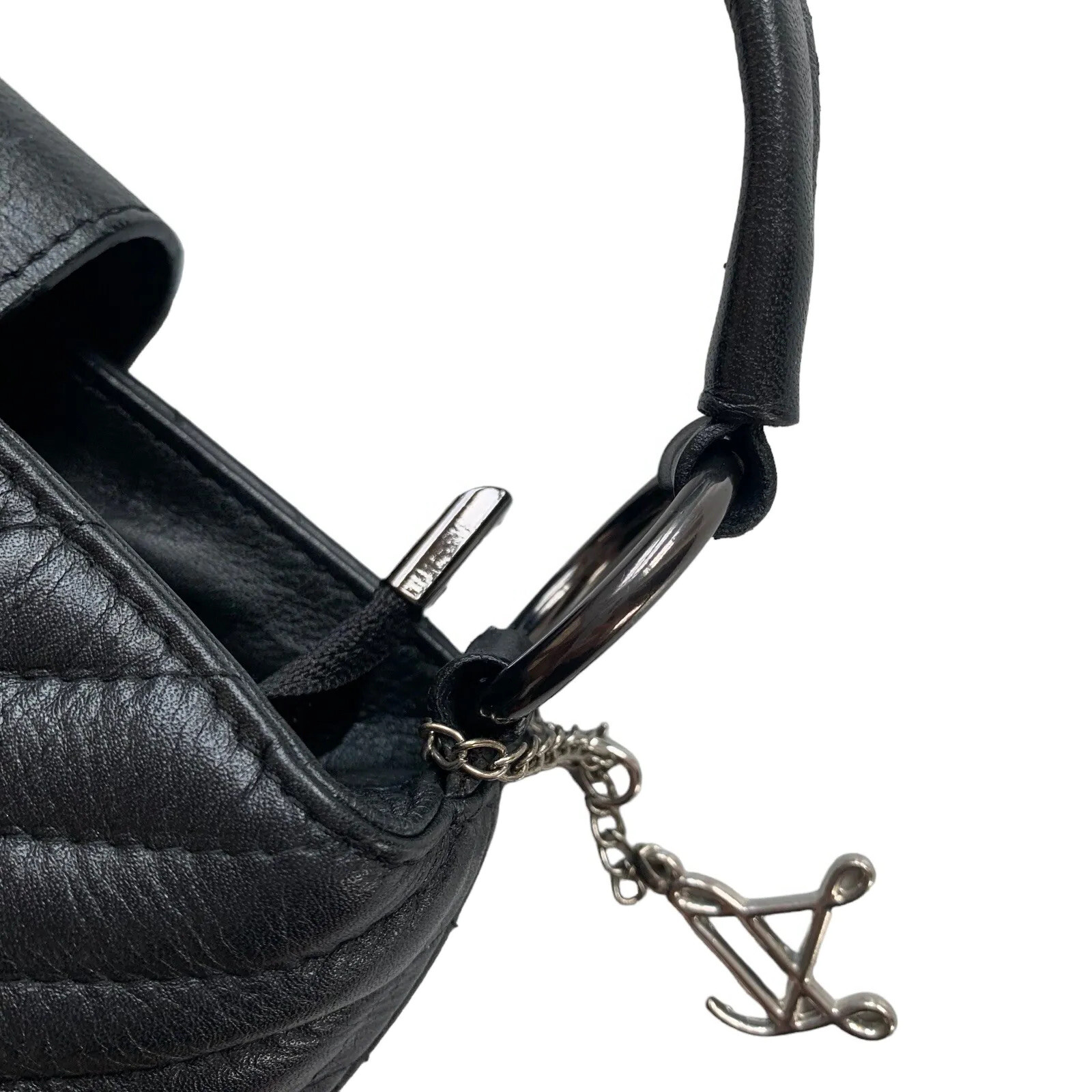 Luisa Vannini Small Black Nero Quilted Chevron Handbag Made in Italy