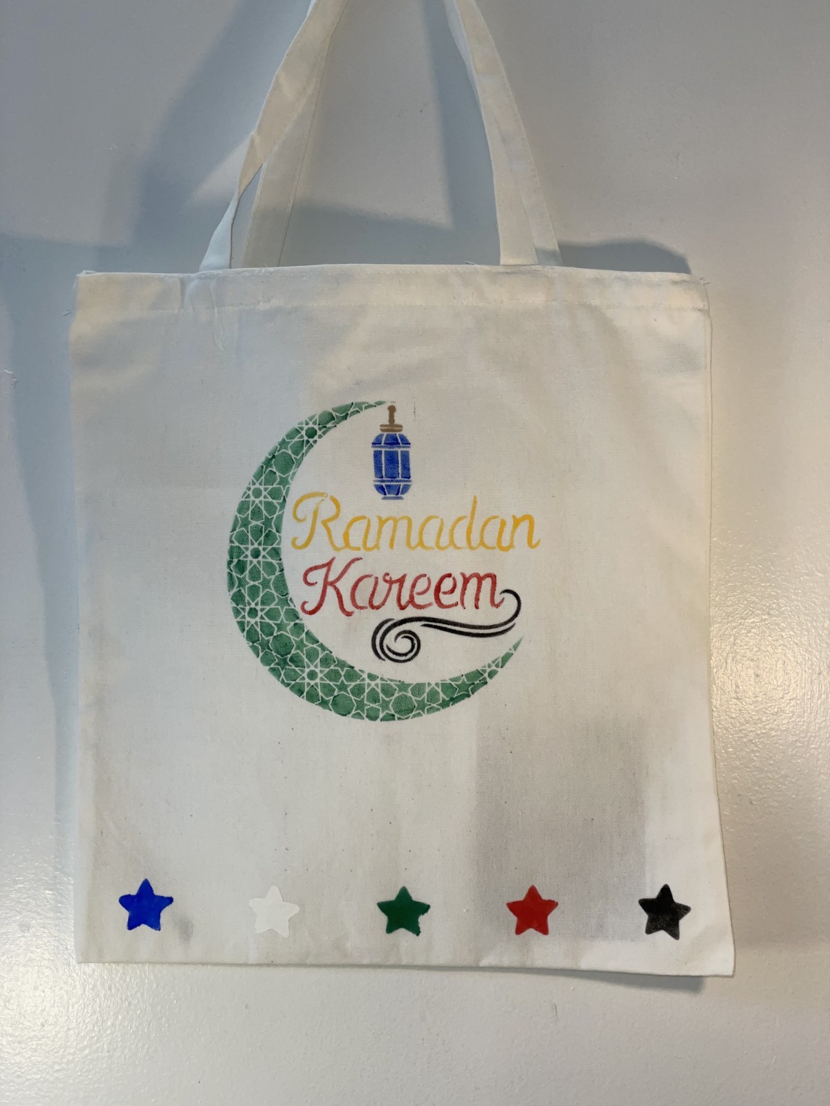 Ramadan Kareem Canvas Bag tote in White 16.1 x 15.4 Inch