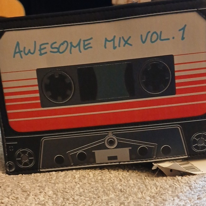 Awesome Mix Vol. 1 Cassette Graphic Crossbody Bag Zip Adjustable Strap Multi