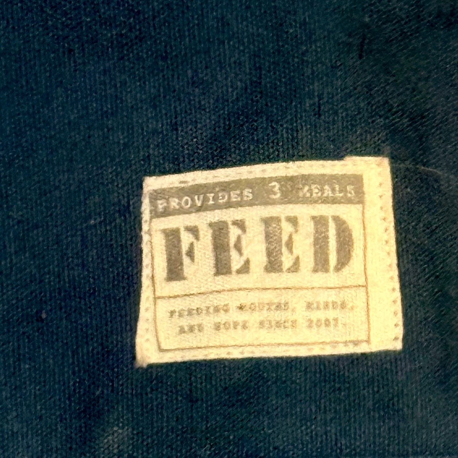 Brand New FEED Dark Teal Canvas Tote Bag with Tan Leather Straps