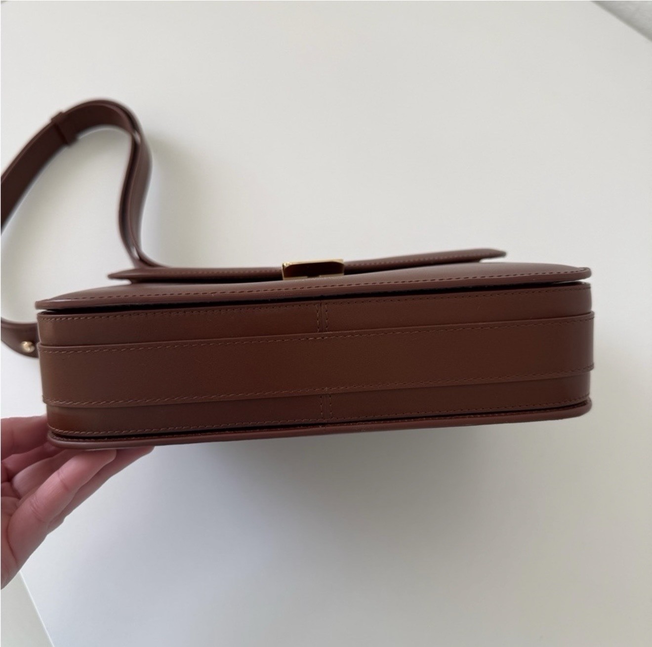 A.P.C. Grace Brown Small Crossbody Bag Gold Clasp Adjustable Strap Dust Bag