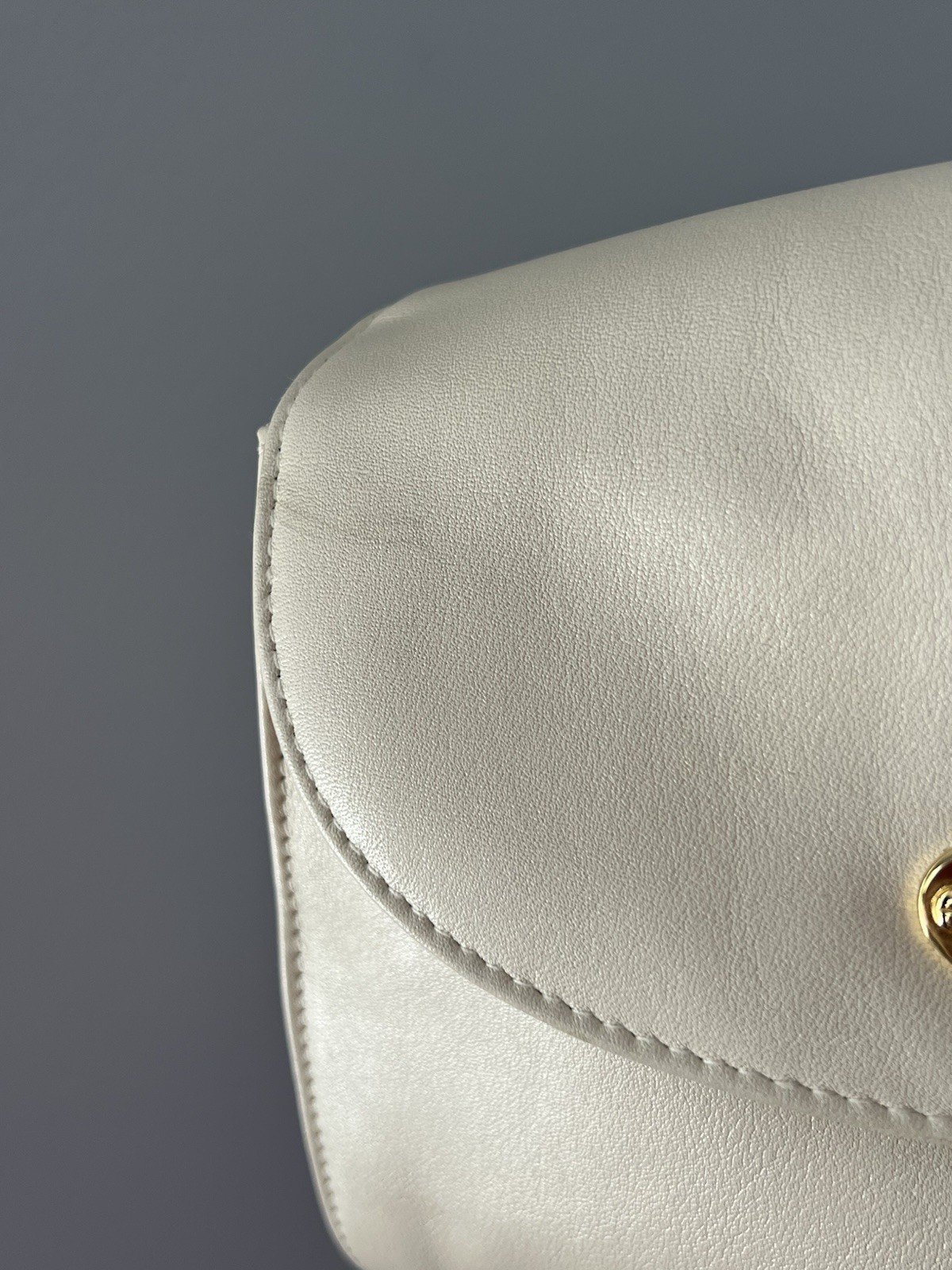Etienne Aigner Leather Ivory Handbag with Crossbody Adustable Strap Gold Accents