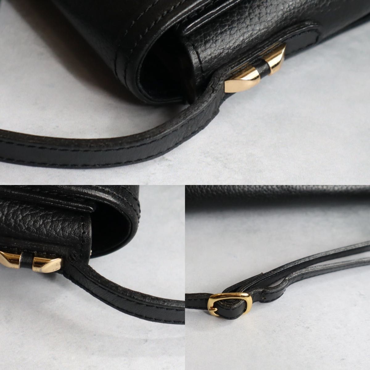 BURBERRY Vintage Flap Shoulder Bag Nova Check Black Leather