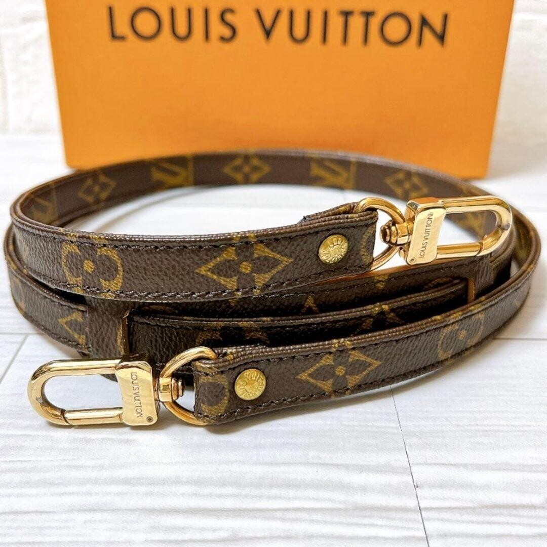Louis Vuitton Monogram Shoulder Strap Brown Gold Hardware Adjustable 117cm ER105