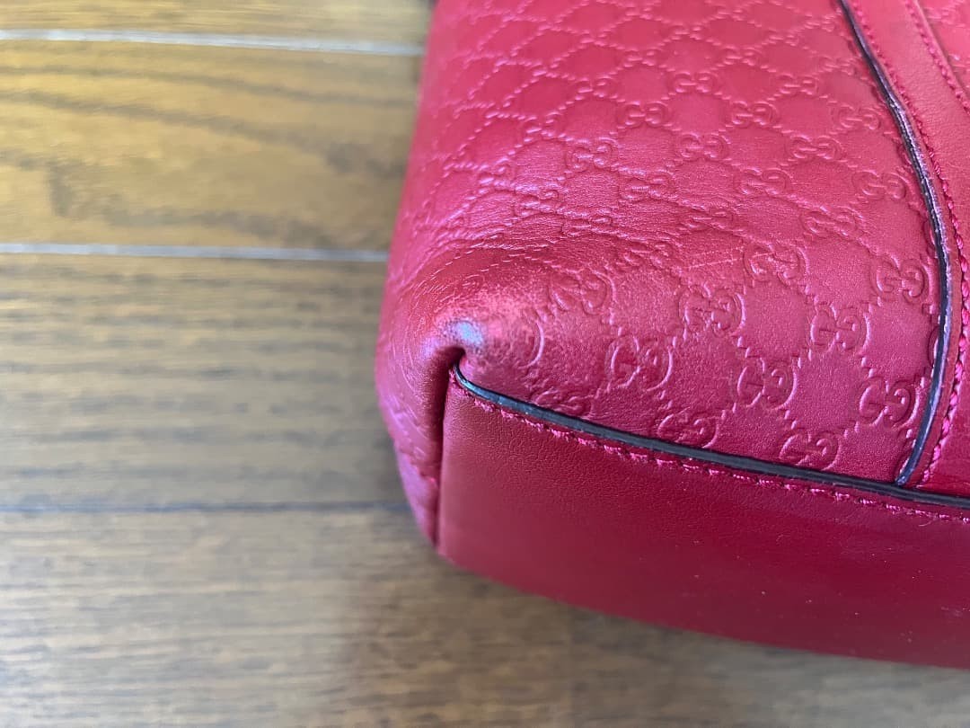 GUCCI Shima Leather Handbag Shoulder Bag Red Women Auth 9.44 x 11.81 x 4.72inch