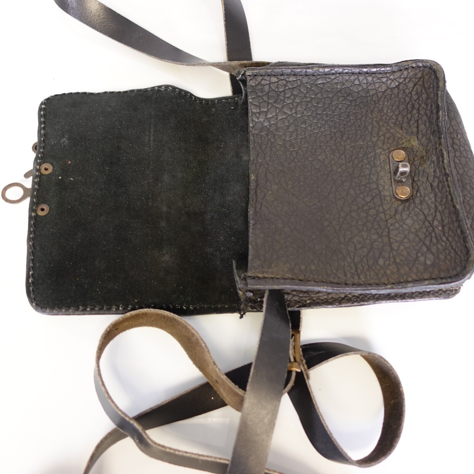 Y2K Grunge Pebbled Leather Crossbody Bag Witchy Western Brass Handmade