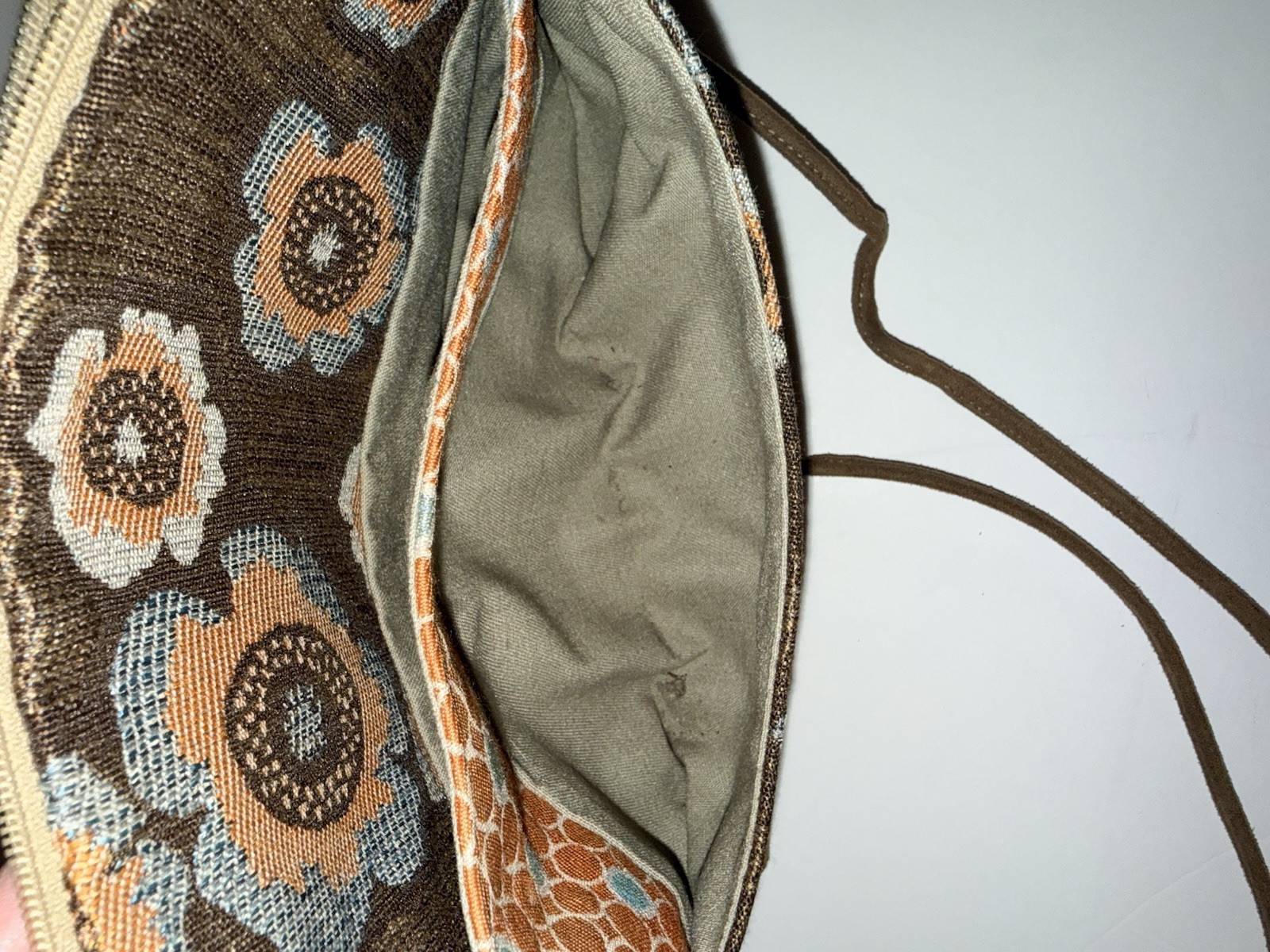 Maruca Design Sparrow Crossbody Bag – Retro Blue Orange Woven Floral Tapestry