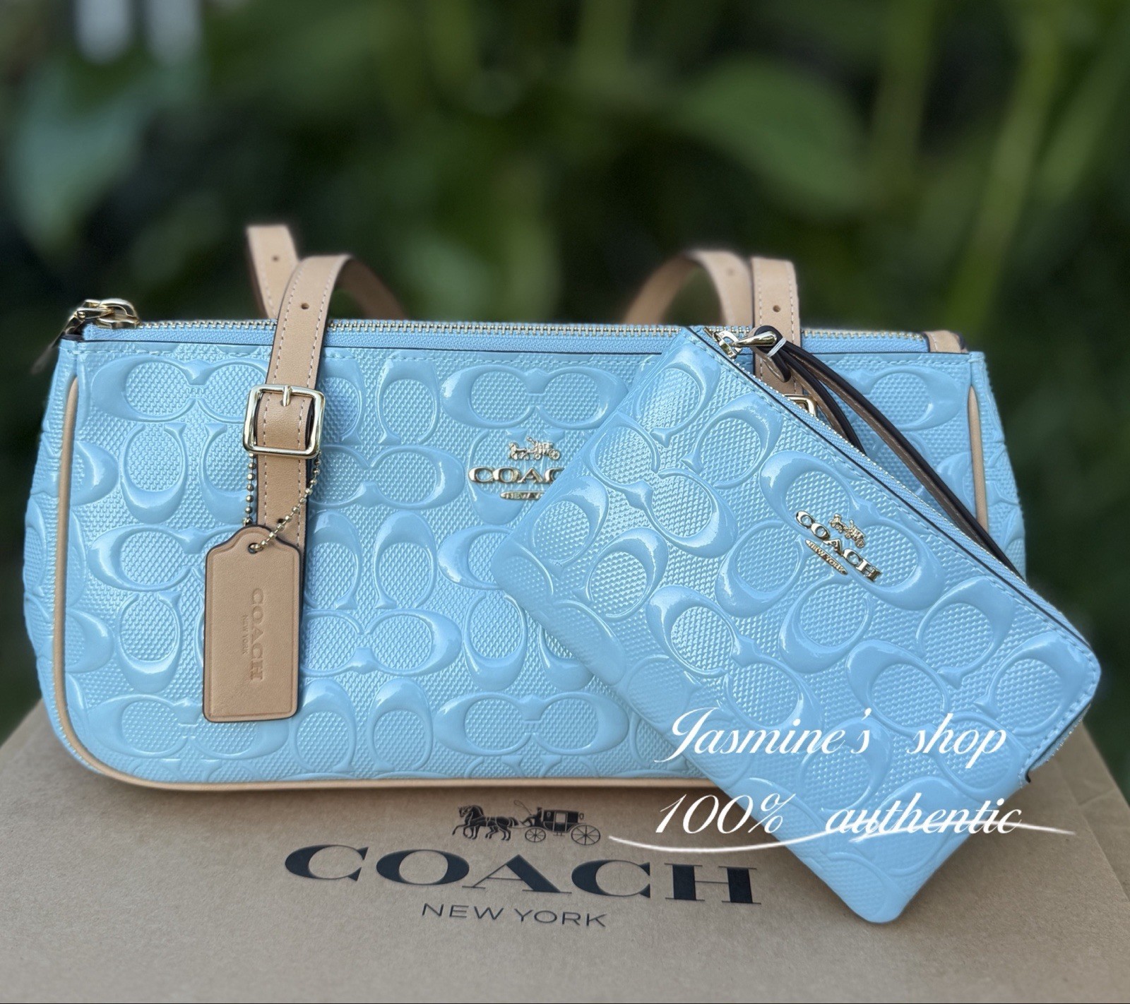 NWT Coach Asher Shoulder Bag In Signature Leather CER18 +wristlet CEX36 Set