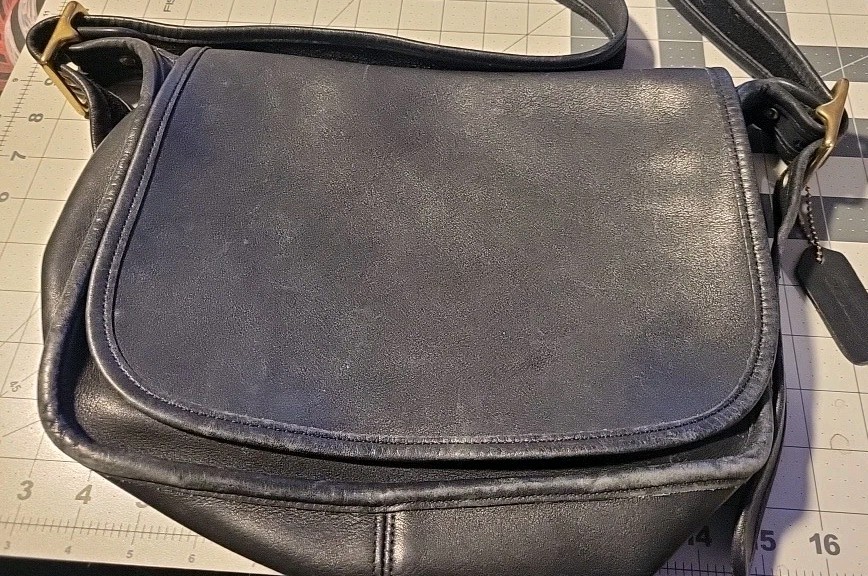 M12 Vintage 1990’S Coach Black Leather Messenger Shoulder Bag 9951